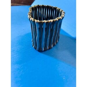Bones unique Cuff Bracelet Women OS Silver Gold Excellent Stretch Two-Tone